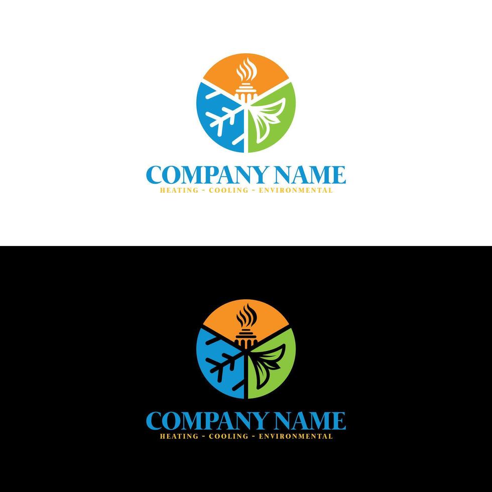 A logo for a company that specializes in heating, cooling, and environmental. vector