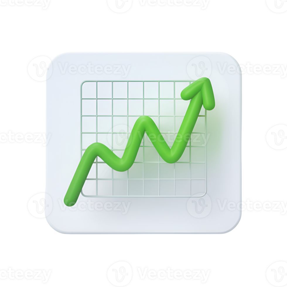 Growth chart showing an upward trend on a graph with a green arrow icon png