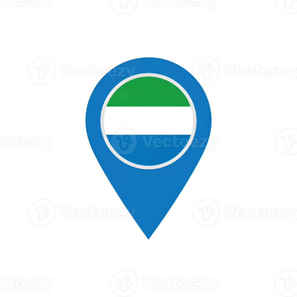 Sierra leone flag pin, national map pointer icon, location marker symbol, travel destination png