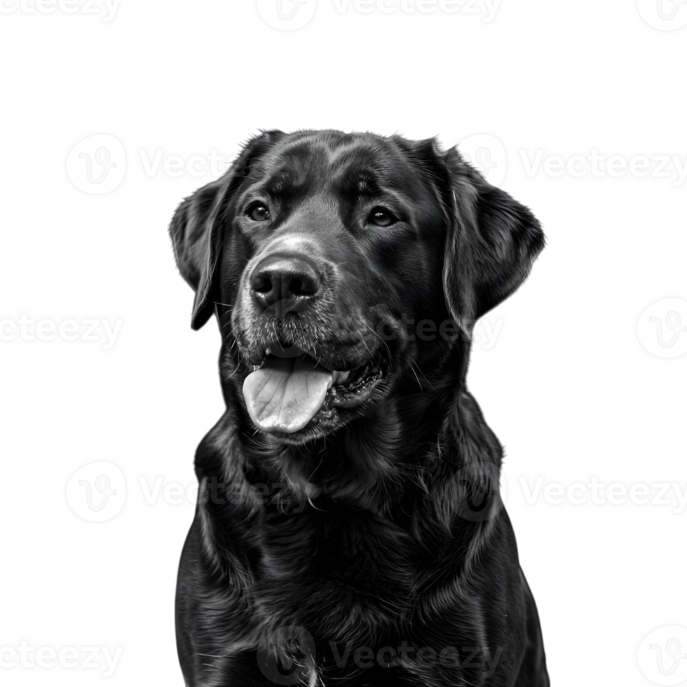 Labrador retriever portrait with tongue out on a plain background close up png