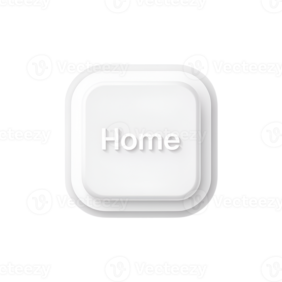 Home button icon, white neumorphism style, user interface element, design element png