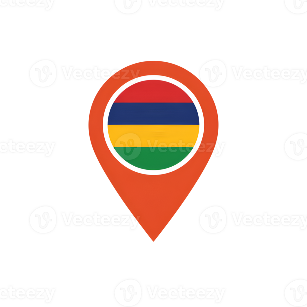 Mauritius flag inside location pin, national symbol of the island nation icon png