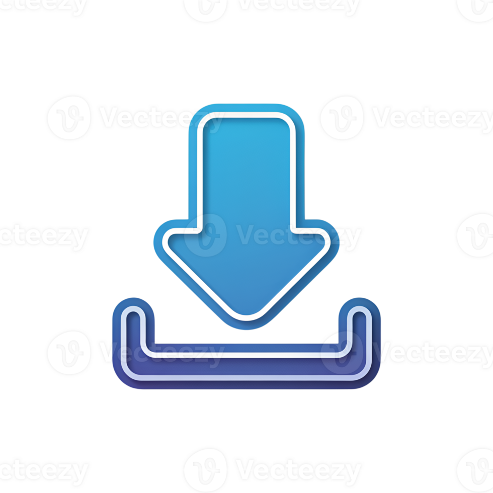 Download icon with blue gradient and white outline on a simple design element png