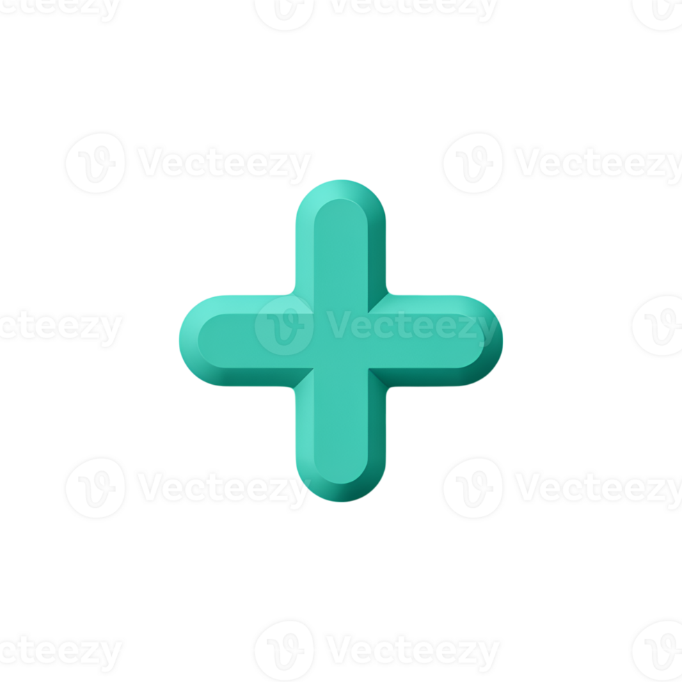 Turquoise plus sign on a plain backdrop for medical or mathematical use png