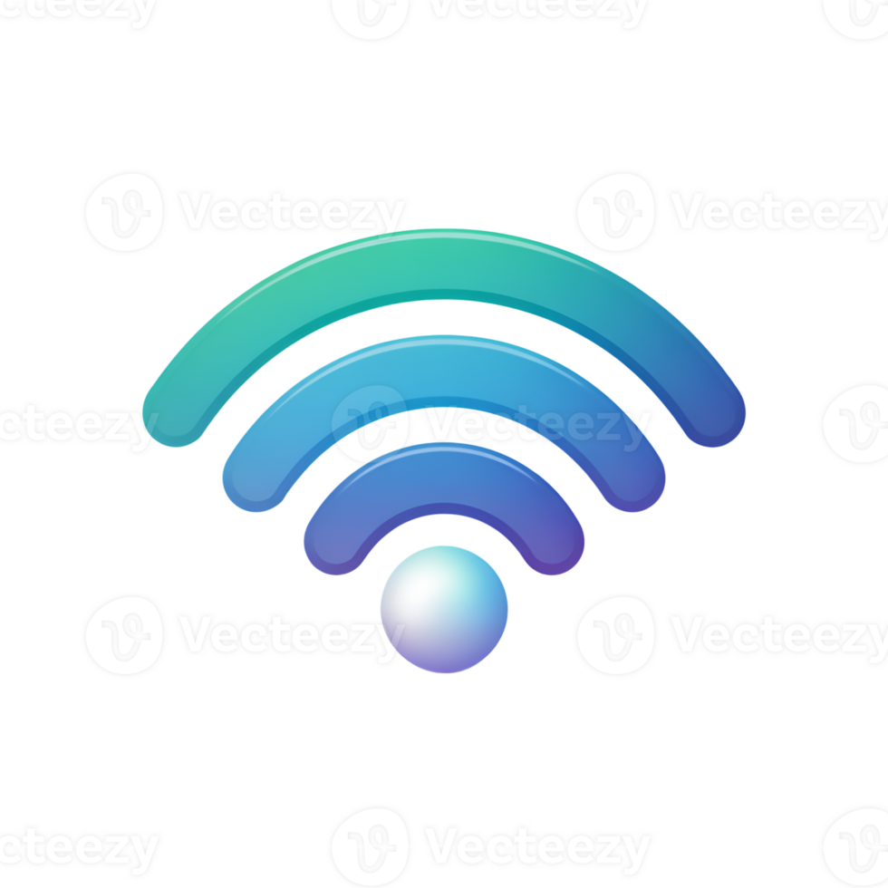 Wifi symbol with gradient colors on a simple design transparent on a plain surface png