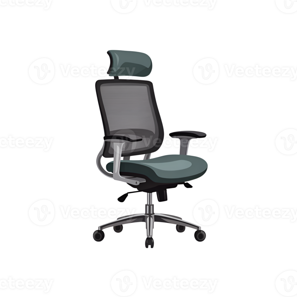Office chair with headrest ergonomic design on a plain studio style transparent setting png