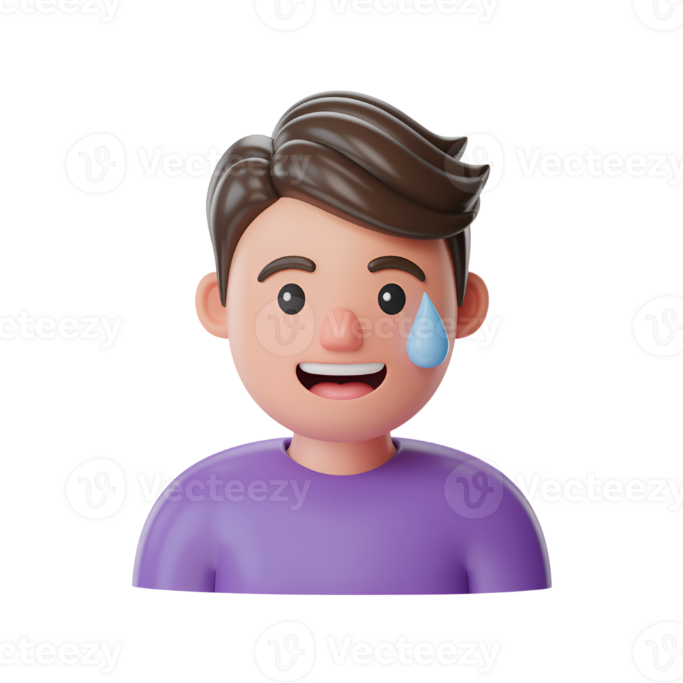 Cartoon character with sweat drop on face expressing stress or anxiety png