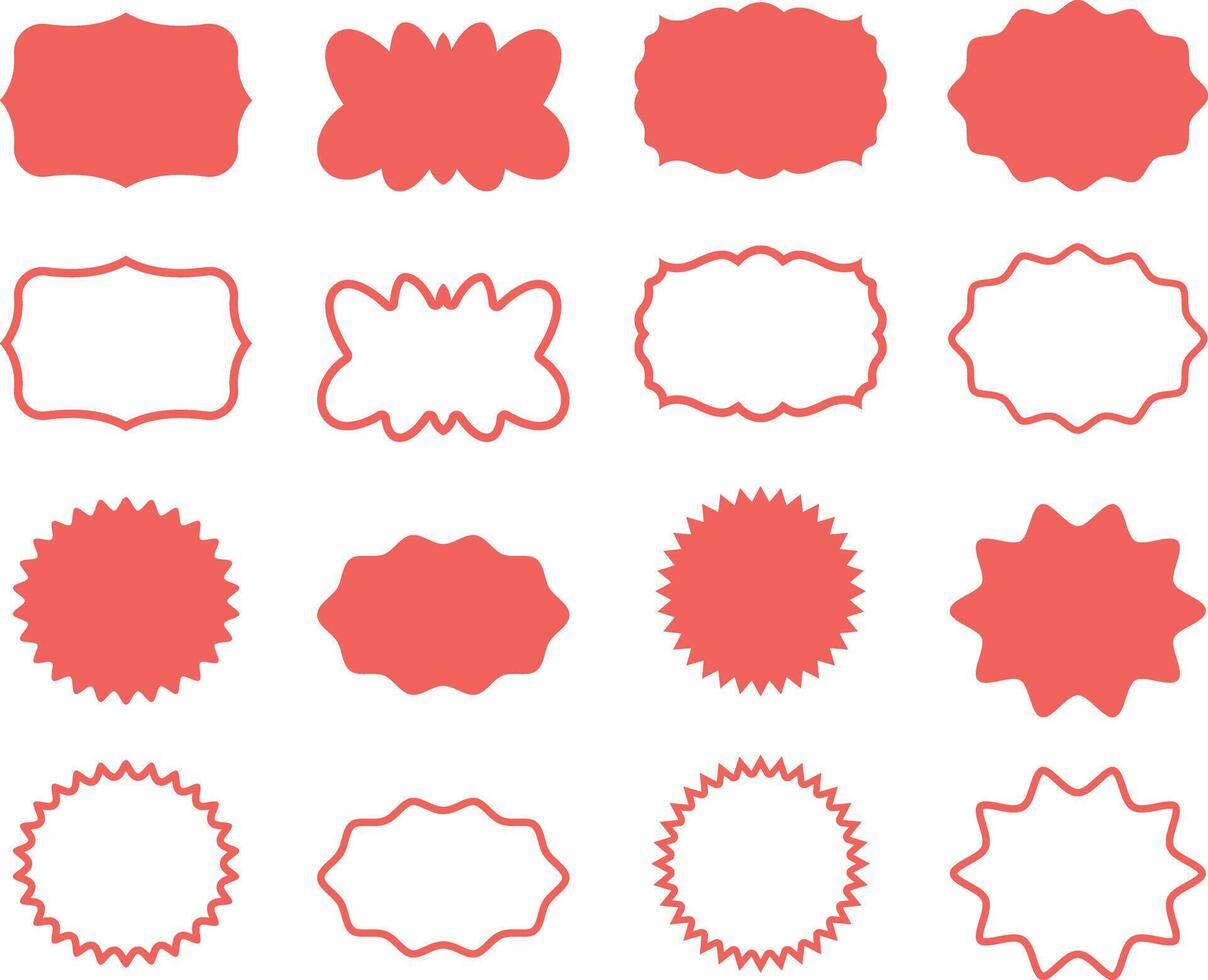 Collection of Red Decorative Shapes and Labels vector