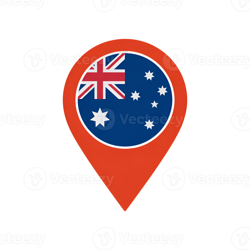 Australia flag inside a location pin icon, national symbol, map pointer sign png