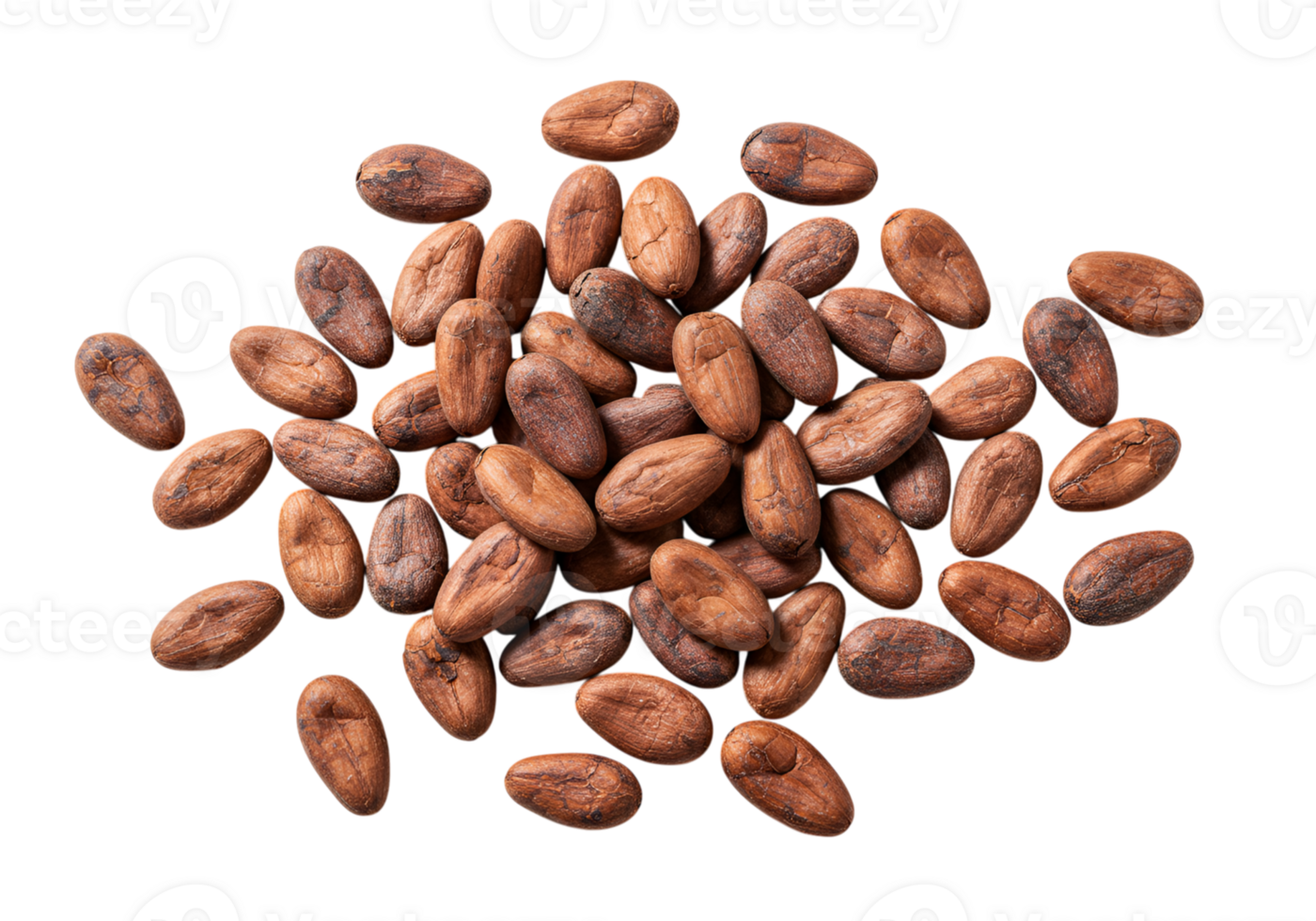 Cocoa beans heap, raw ingredient for chocolate production, from above view png