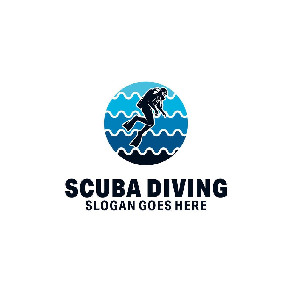 scuba diving logo badge template design vector