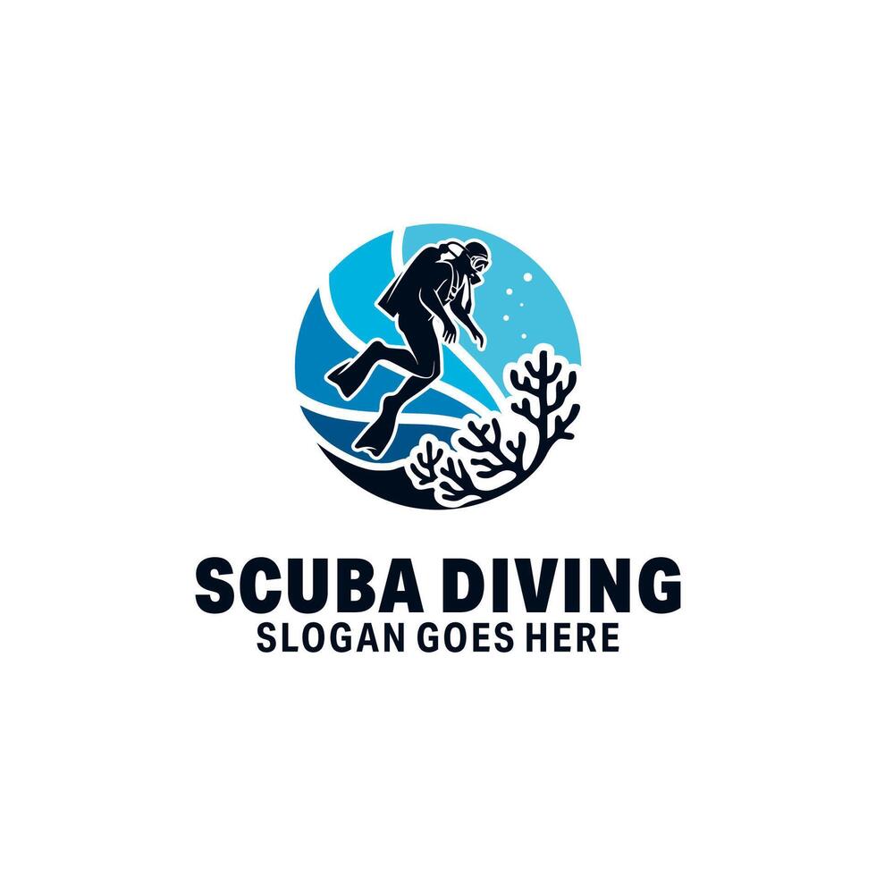 scuba diving logo template design vector