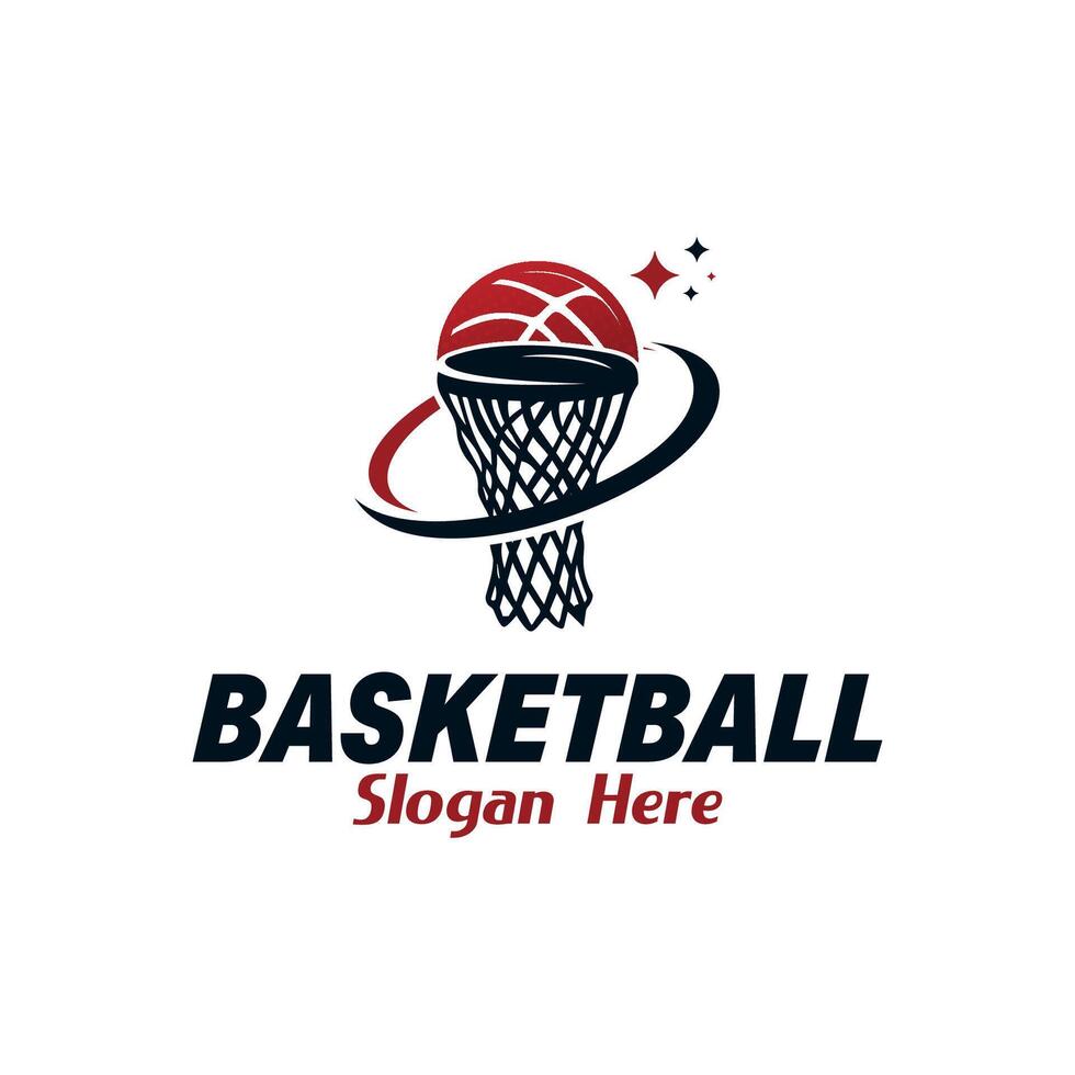 illustration of a basketball with basketball net logo design vector