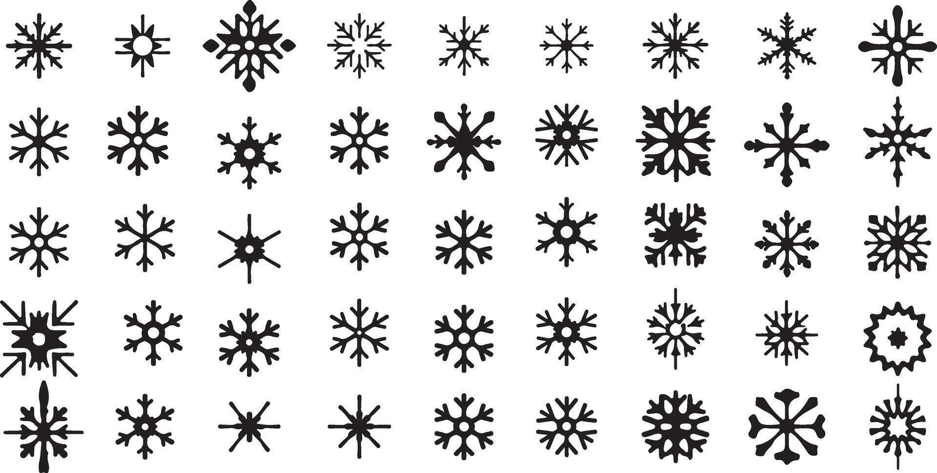 Handcrafted Snowflake Icons Minimal Winter Holiday Collection vector