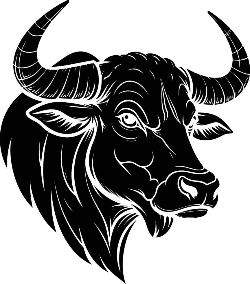 Powerful Buffalo Head Illustration for Logos and Tattoos vector