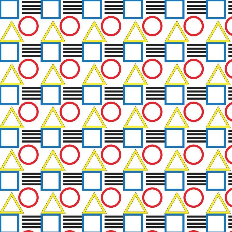 Vibrant Geometric Abstract Design with Colorful Squares, Circles, and Triangles vector