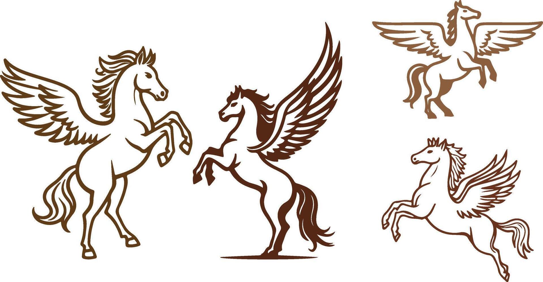 Elegant Winged Horse in Rearing Pose vector