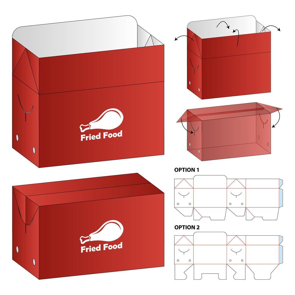 Fried Food Packaging Box Template Design vector