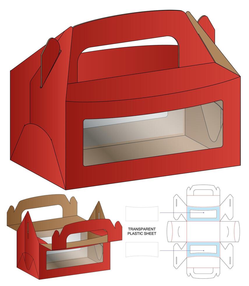 Red Food Packaging Box Dieline Blueprint Template vector