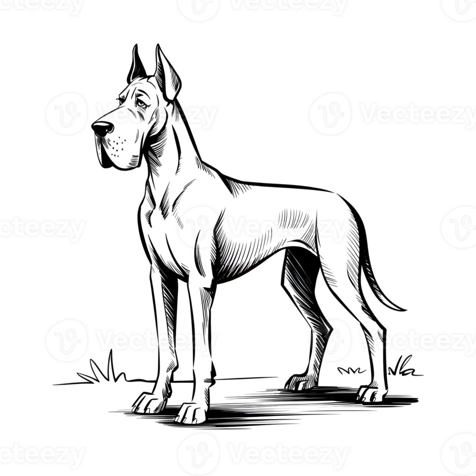 Great dane illustration, standing tall, canine drawing, dog breed, pet sketch, animal art png