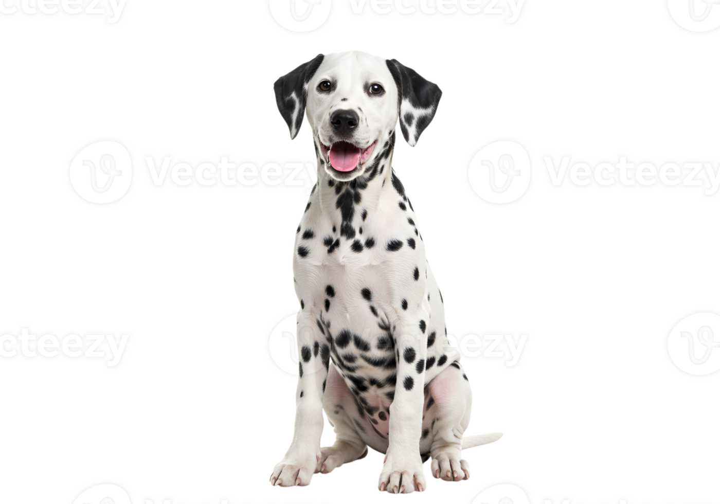 Dalmatian dog sitting, looking forward, isolated on a plain background, studio shot png