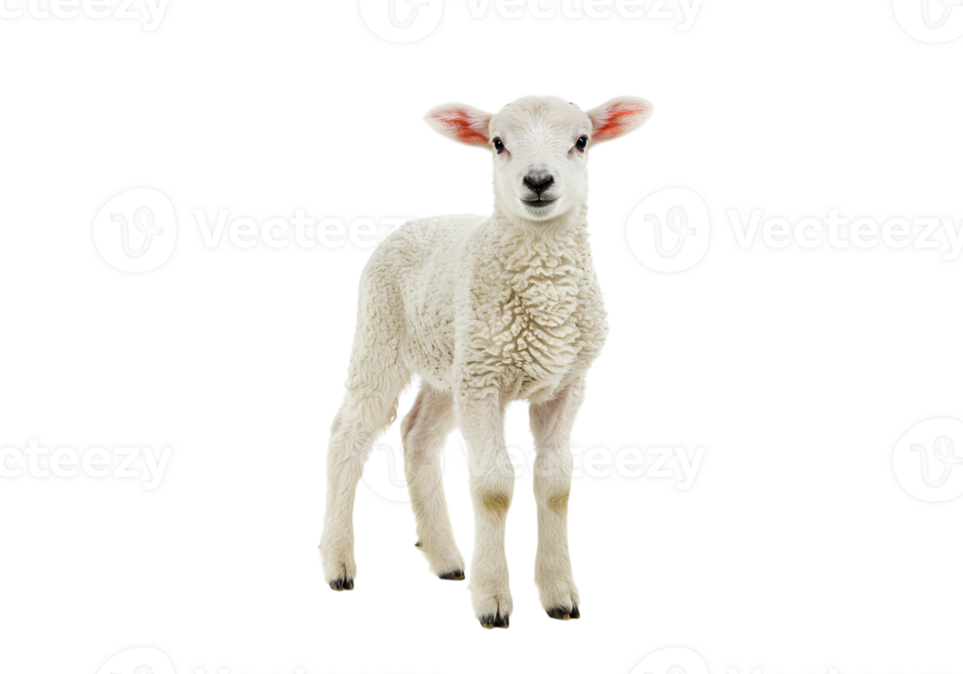 Isolated lamb standing looking forward on a plain background for design use png