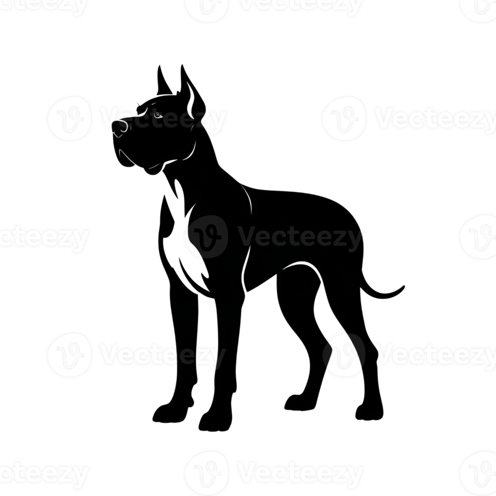 Dog silhouette standing pitbull with short tail and pointy ears illustration png