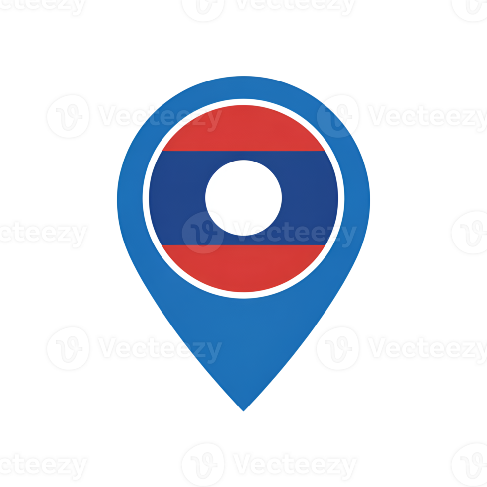 Laos flag in map pointer icon for location or travel destination concept design png