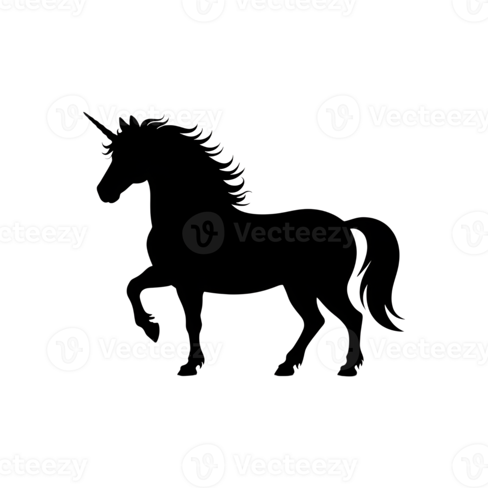 Unicorn silhouette standing with raised leg on a simple isolated background png