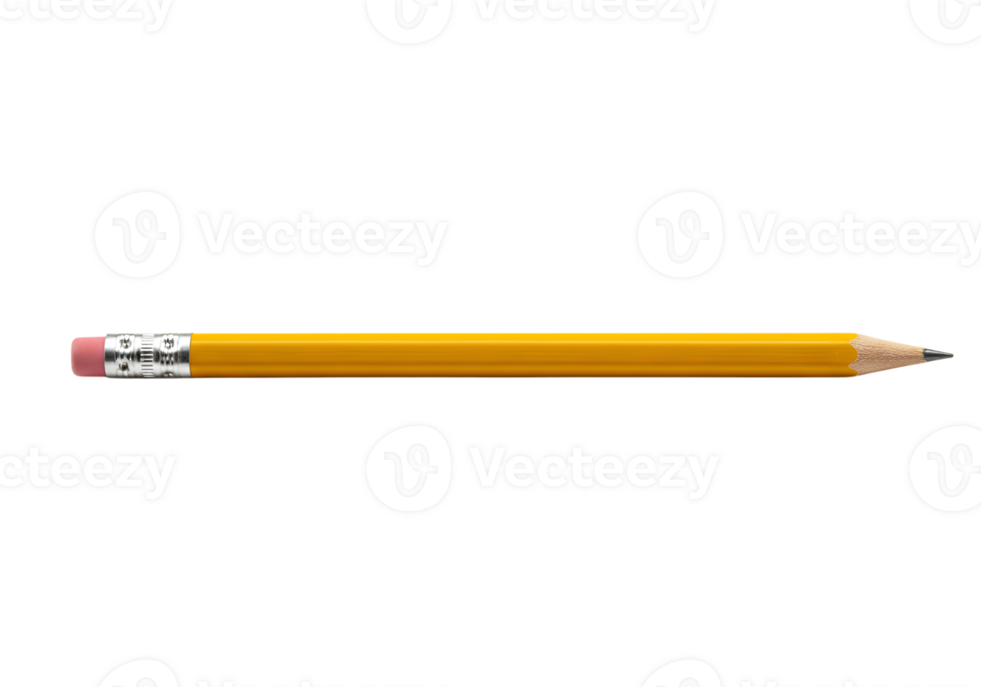 Yellow pencil with eraser on a simple background, writing instrument tool png