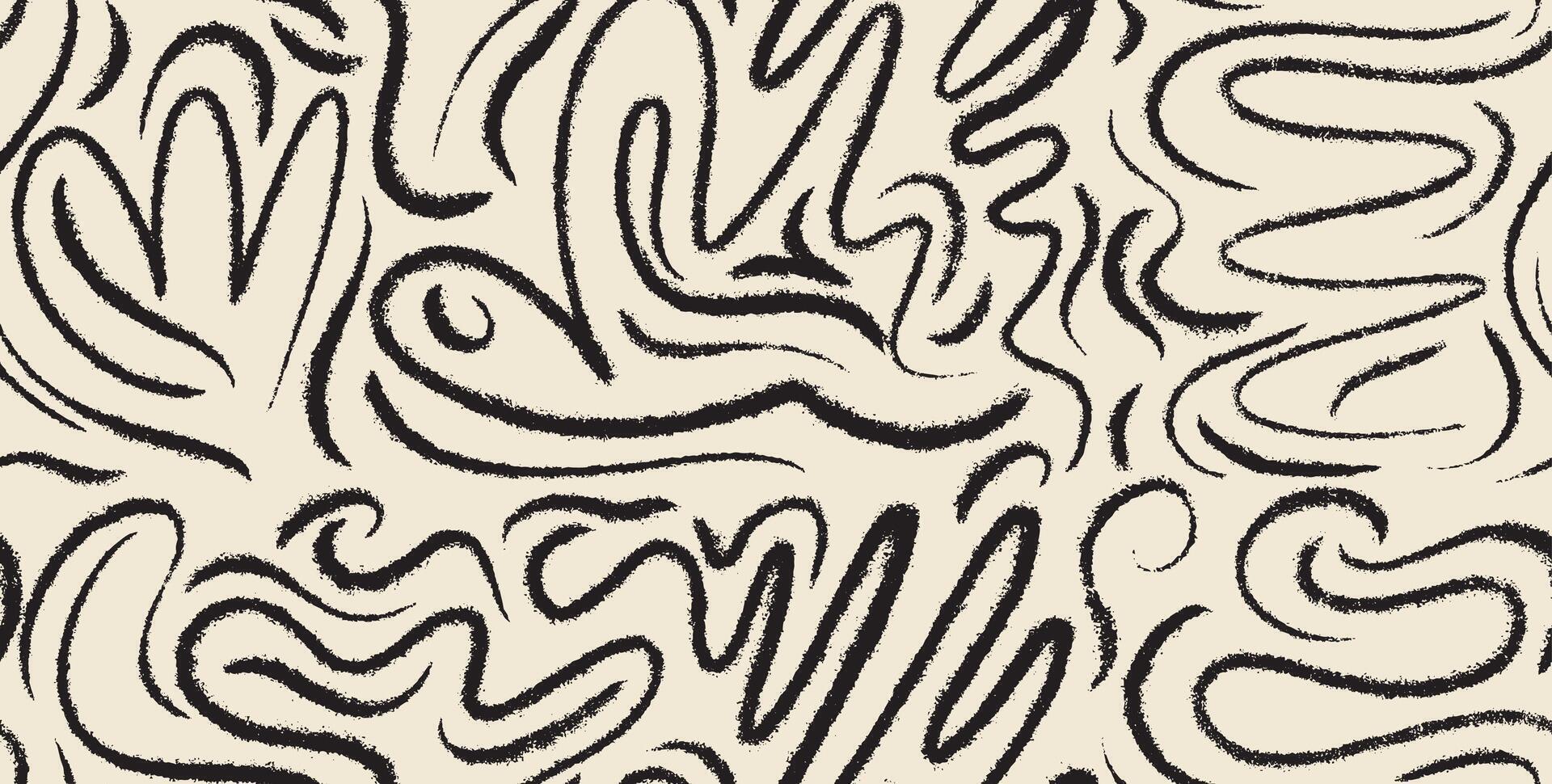 Seamless pattern abstract hand drawn decorative lines. Minimalist seamless with abstract creative artistic pattern. Hand drawn composition ideal for interior design, wallpaper, minimal background vector