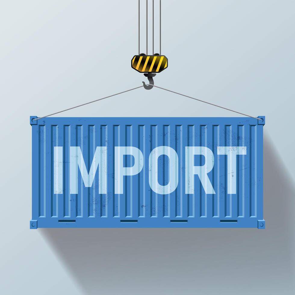 Blue cargo containers with import delivery. Large metal 20 ft containers for transportation. Delivery of cargo shipping. containers isolated on white background. vector