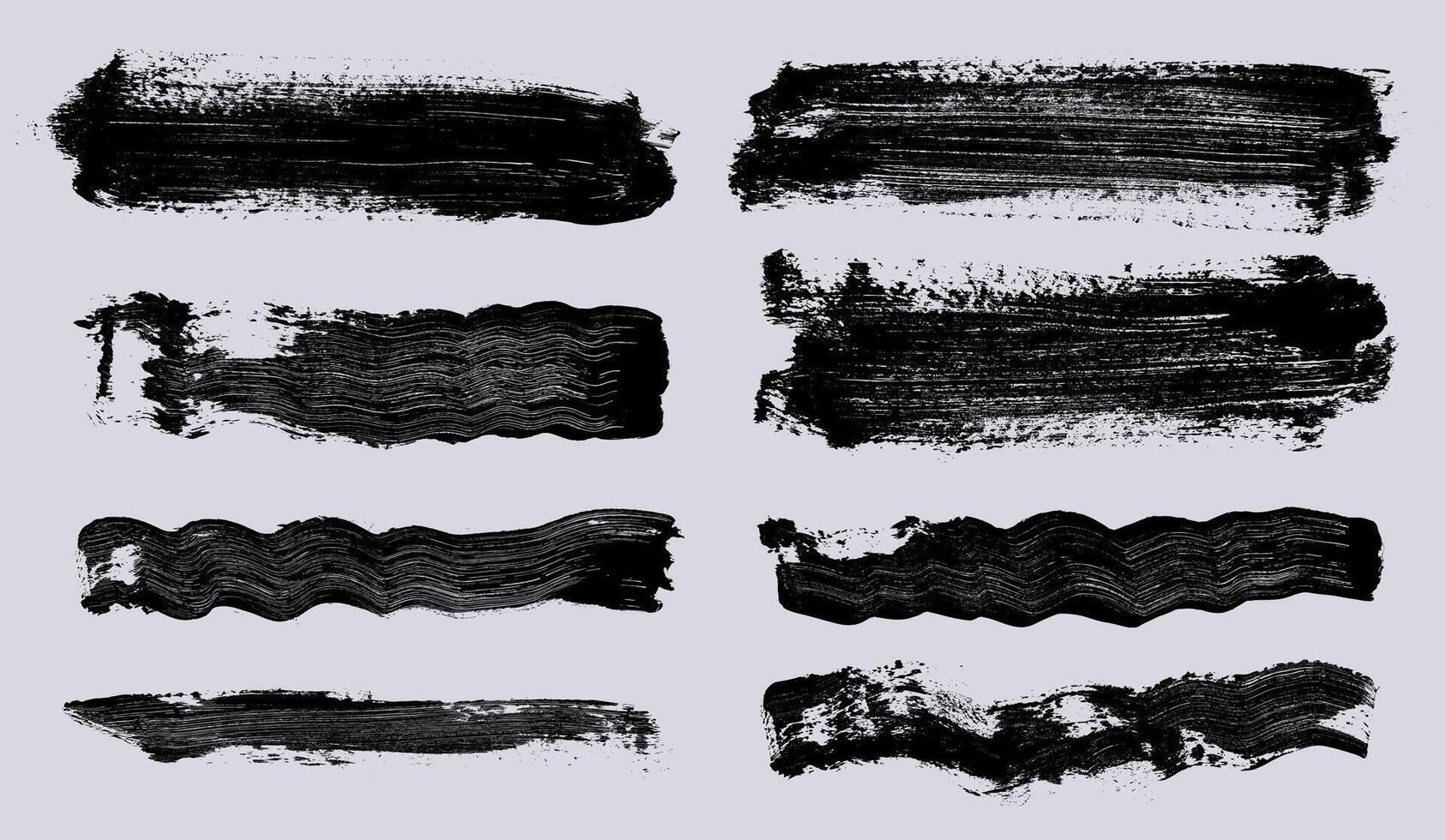 Set of hand drawn calligraphy paint brush regular. Bold straight lines high detail abstract. illustration black dry brush collection isolated on white background. vector