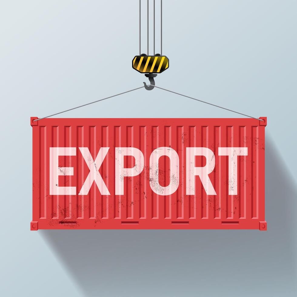 Red cargo containers with export delivery. Large metal 20 ft containers for transportation. Delivery of cargo shipping. containers isolated on white background. vector
