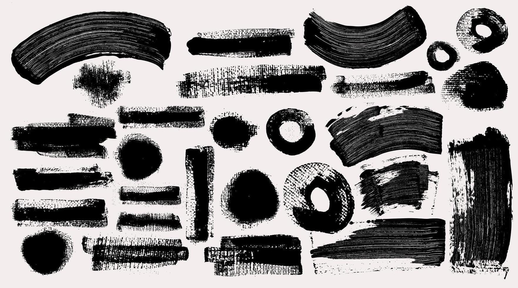 Set of black brush stroke, ink splatter and artistic design elements. Hand drawn dirty watercolor texture, box, frame. paint abstract drawing. Grunge background splash or creative shape. vector
