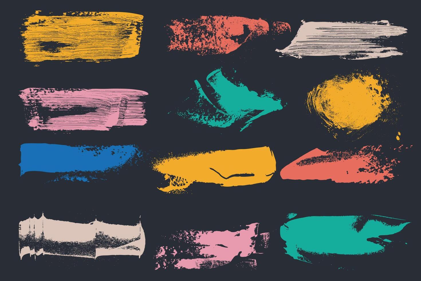 Set of brush strokes . Colorful set of text boxes. Hand drawn paintbrush collection. Dirty brush texture design banners. Bold brushes grunge. vector