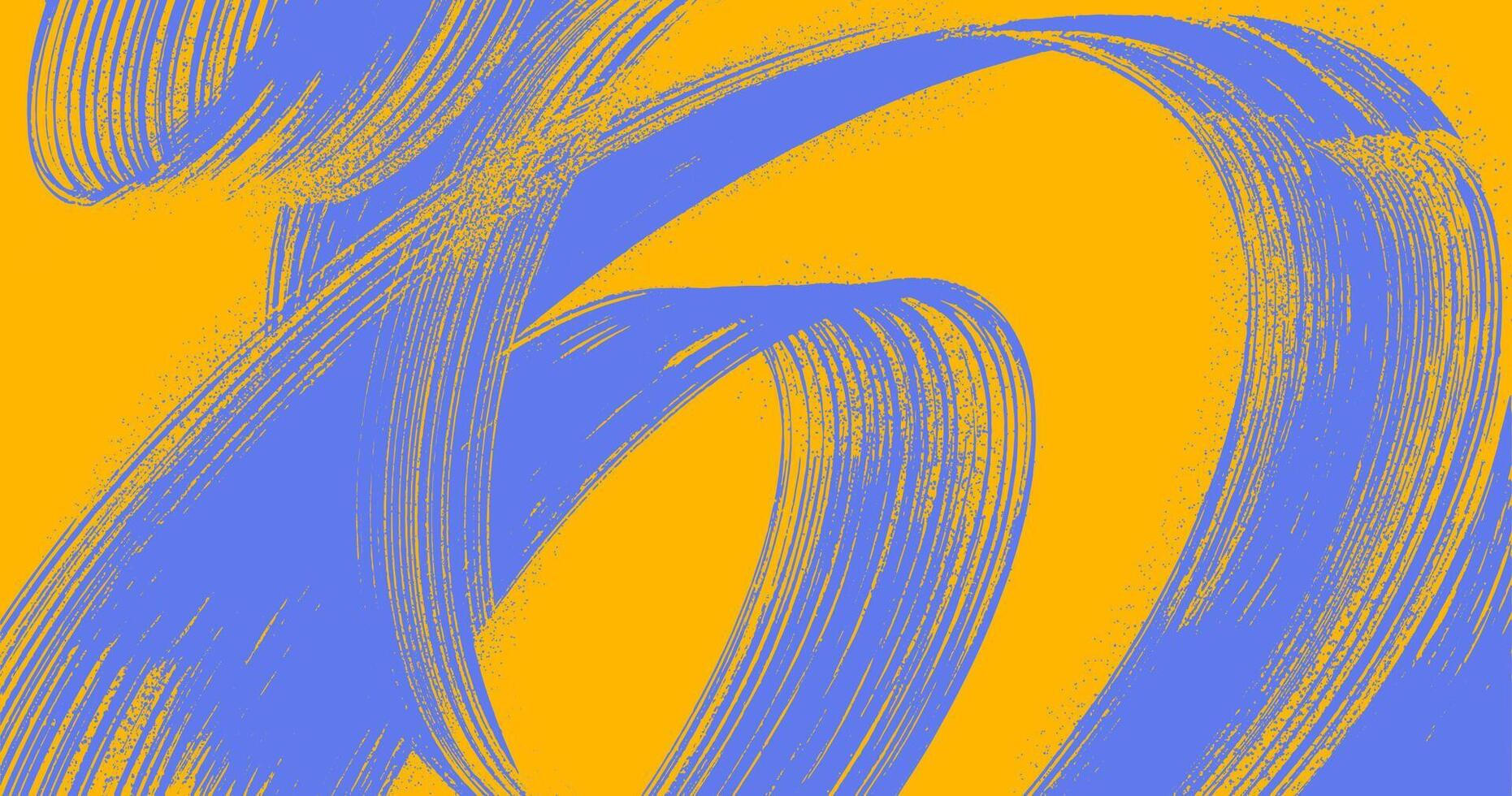 Grainy green spiral dry brush stroke with spray texture. Hand drawn fine splashes distress damaged edge banner with spiral bold line. Grainy brush strokes texture with scattered tiny dots vector