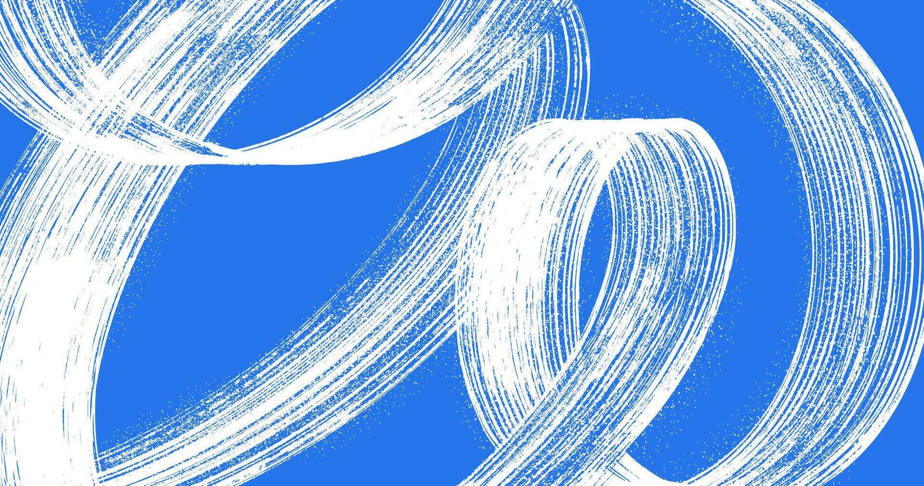 Spiral black brush stroke with spray texture. Hand drawn grainy brush bold texture, dark scattered tiny dots. Distress damaged edge vintage banner with spiral bold line. retro background vector