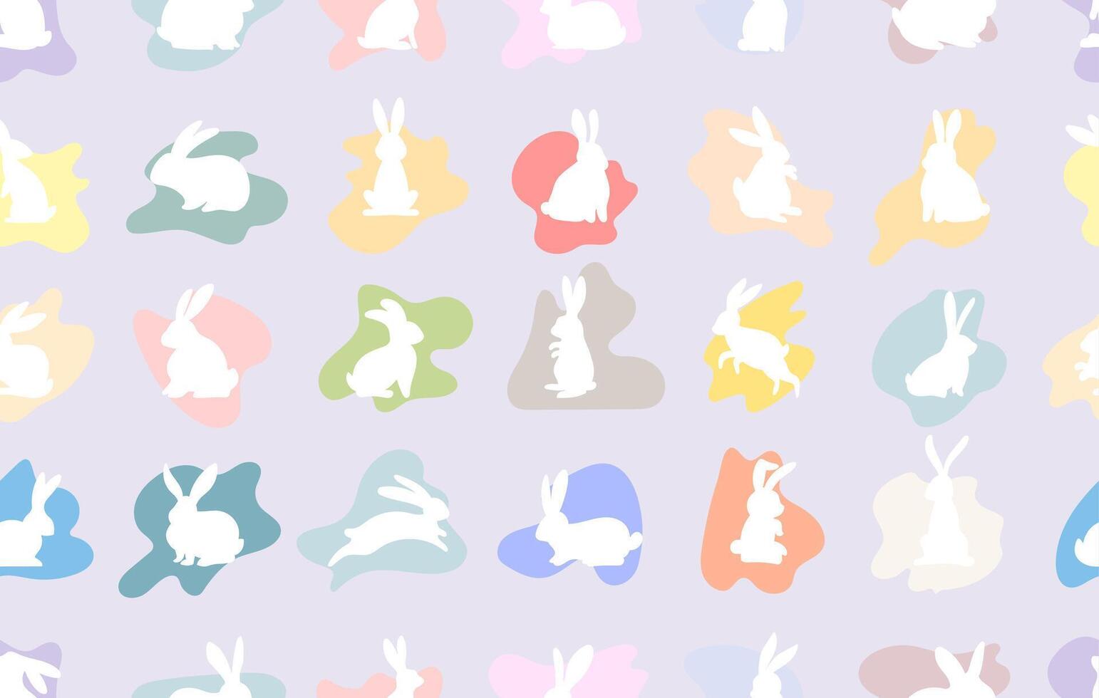 Seamless pattern with Easter rabbits 2025. Hand drawn seamless pattern cute bunny Easter. Template fabric print Wallpaper Printable paper. Rabbits in one line seamless pattern. illustration. vector