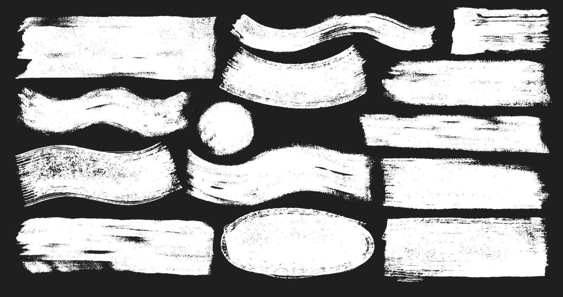 Set Of Distressed Style Typography Grunge Brush Stroke, Sign Design. Grunge Brush Masks Are Perfect For Text Frames. Straight Line Brush Strokes. White Sketch Rectangle Text Boxes. vector