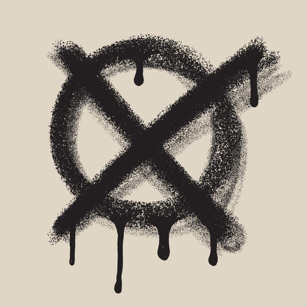 Black spray painted graffiti No sign icon sprayed. Graffiti circle with paint drips. Template grunge graffiti No Sign symbol with over spray in red. illustration. vector