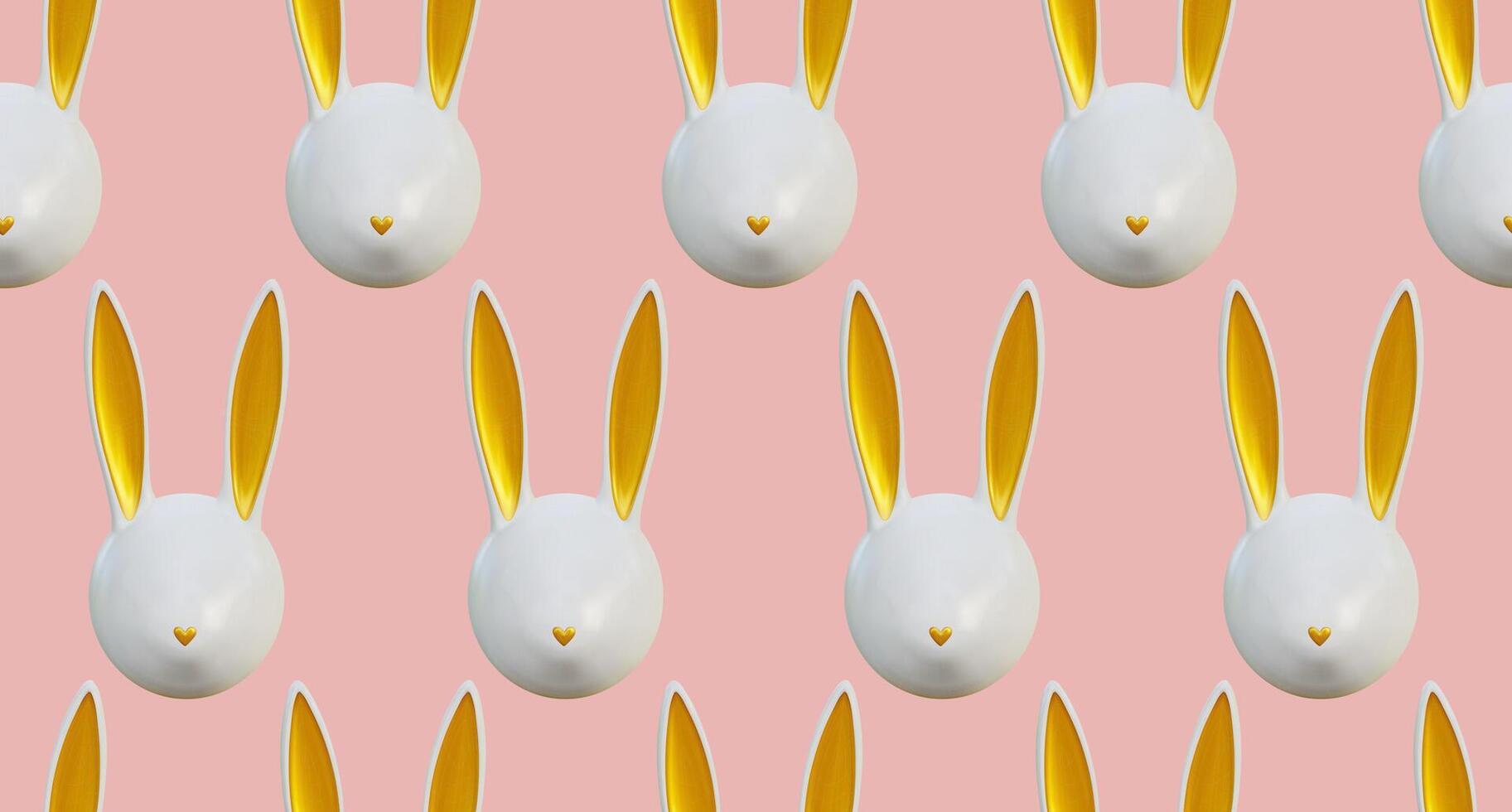 Seamless pattern with Easter rabbit. Happy Easter banner, poster, greeting card. Pastel Easter design with bunny gold ears, in pastel colors. 3d style. Cute childish print. Easter day. vector