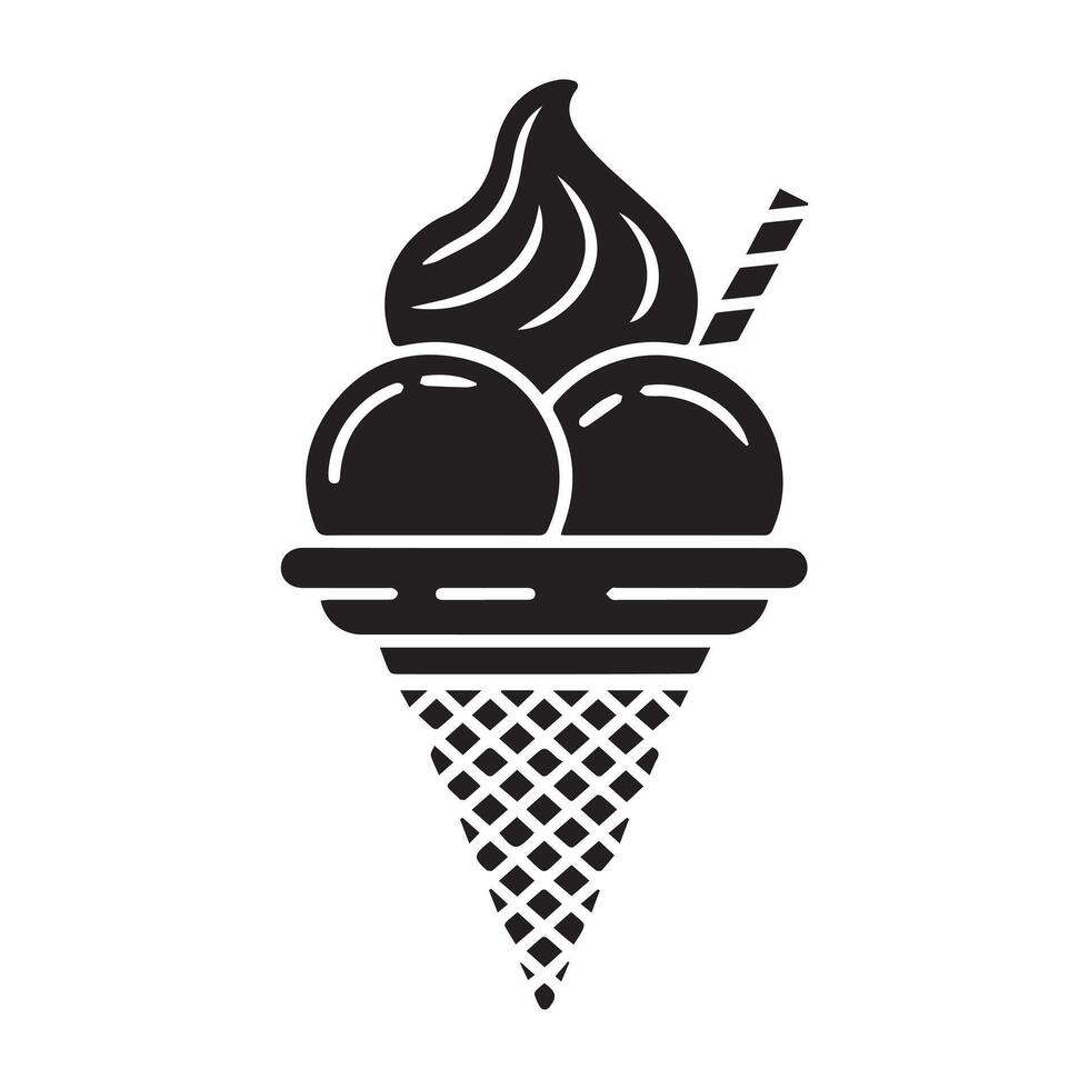 Clean Black Gelato Icon White Background Image vector