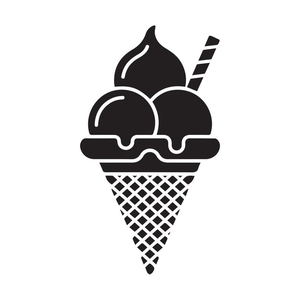 Simple Black Gelato Ice Cream vector