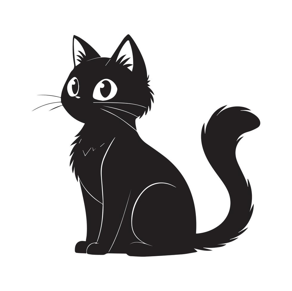 Flat Black Cat Graphic Design vector