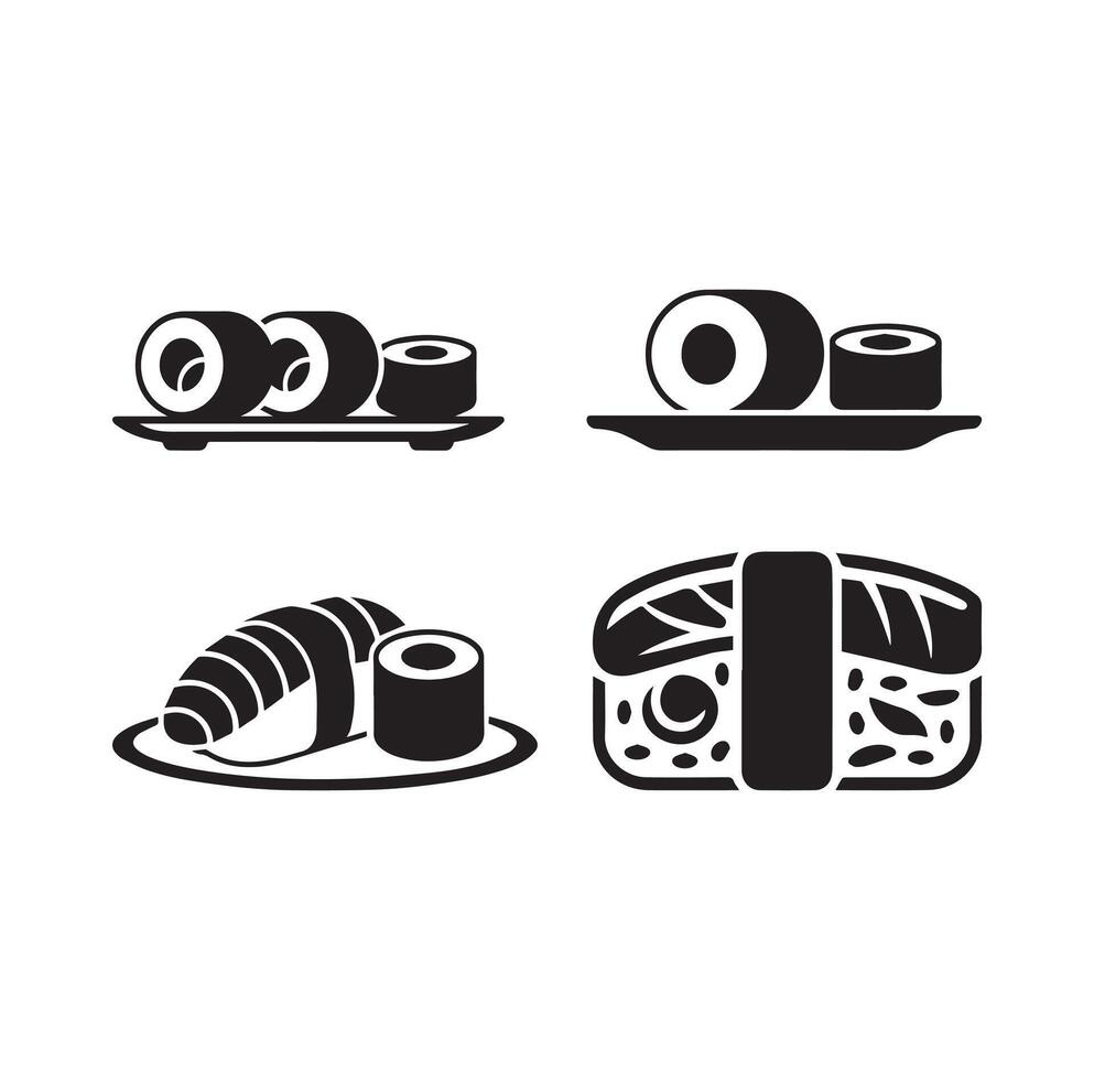 Clean White Background with Black Sushi Icon vector