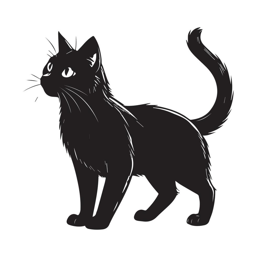 Black Cat Clip Art on White vector