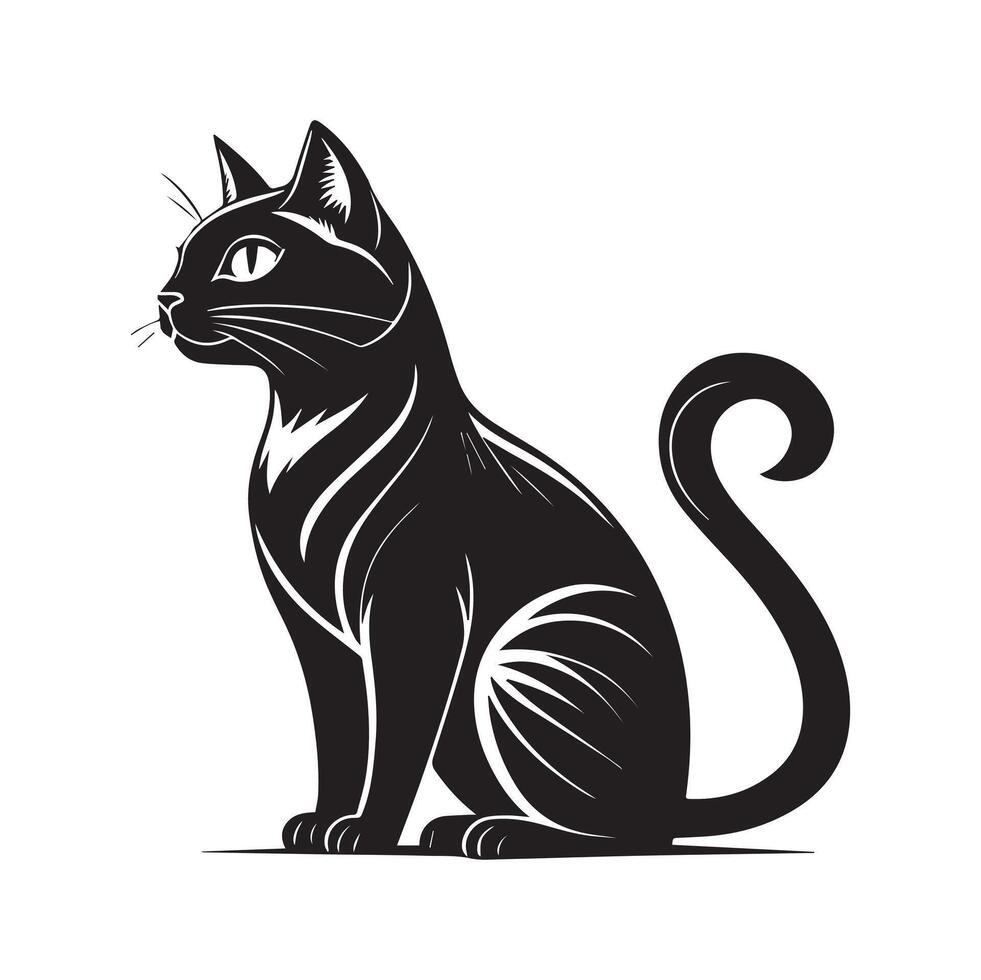 Black Cat Icon on White Background vector