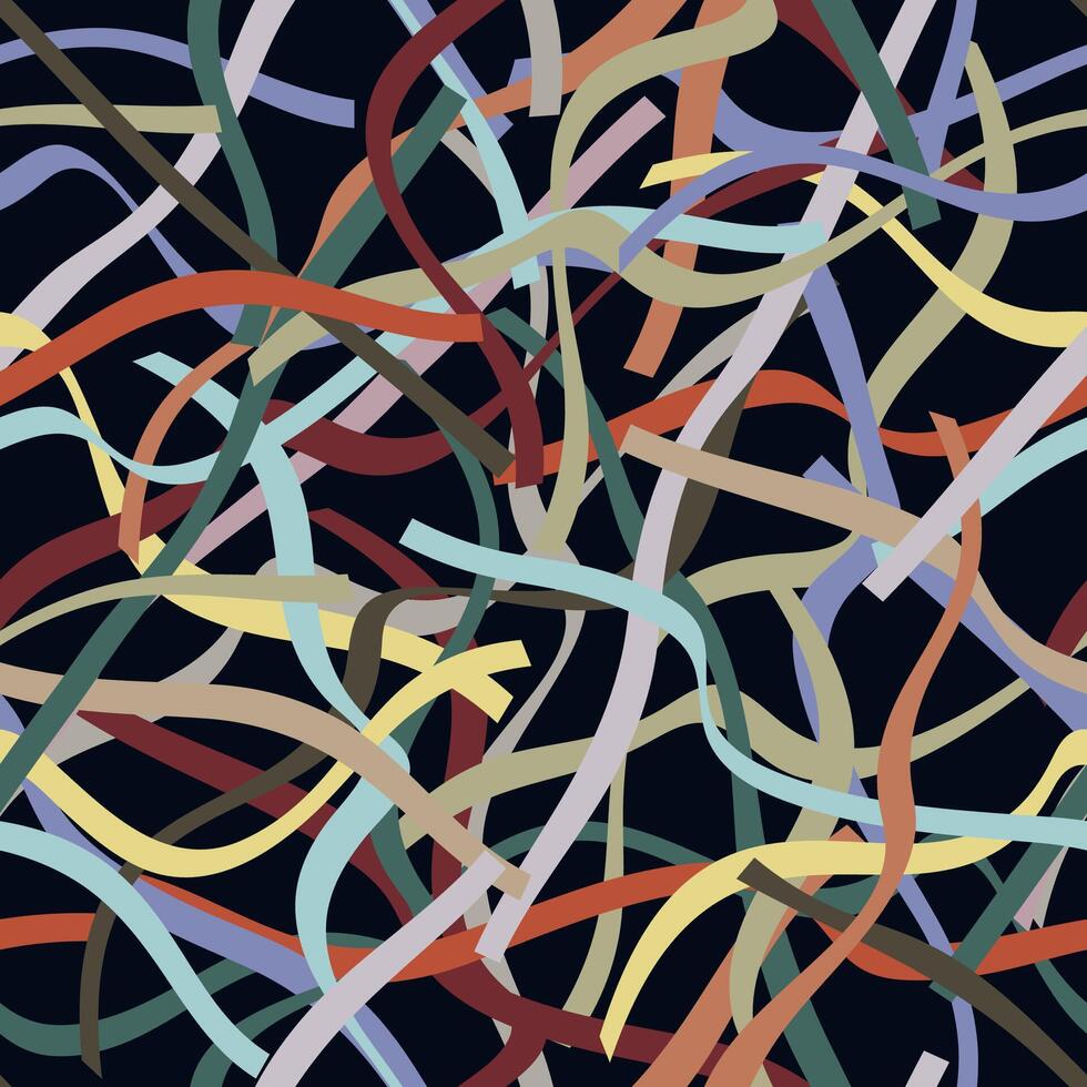Thread line colored pastel seamless pattern. Curvy intersections of ribbons in organic smooth print. Seamless pattern abstract squiggly modern background with continuous lines. pastel pattern. vector