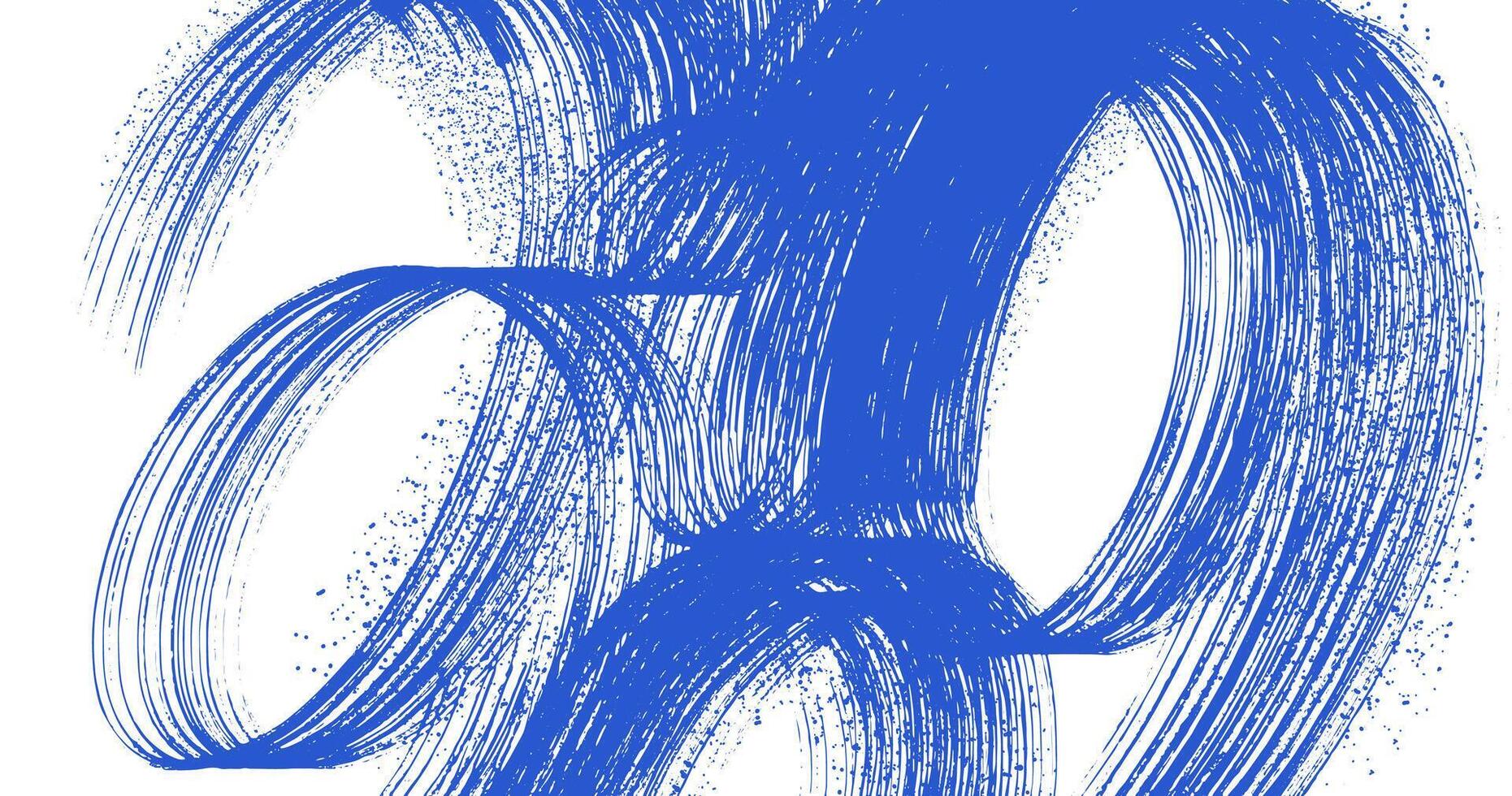 Grainy curved blue bold dry brush strokes with spray texture. Dotted texture design for brochures, media, social media, posters, painting for interiors. Art noise dots. overlay background. vector